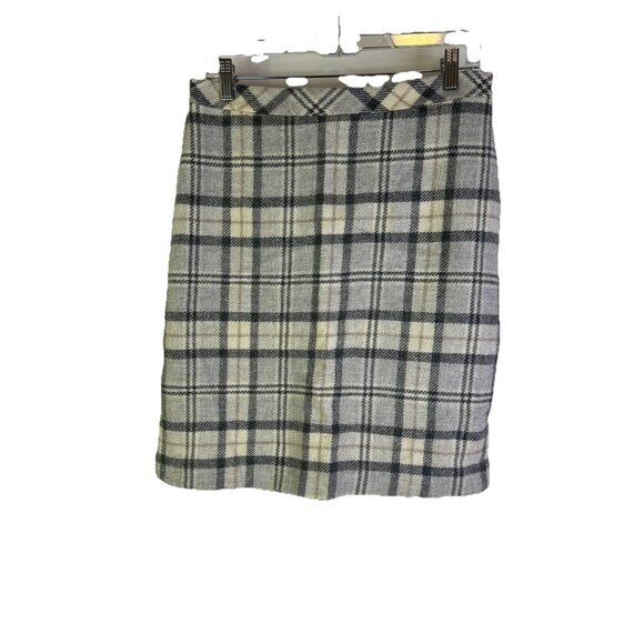 Vintage 90s L.L. Bean Wool Plaid Straight Mini Skirt Grunge Academia - Picture 1 of 8